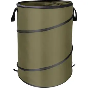 Collapsible Trash Can Camping, 30-Gallon Pop Up Outdoor Garbage Can for Collecting Weeds, Leaf, Party and Yard Waste, Green