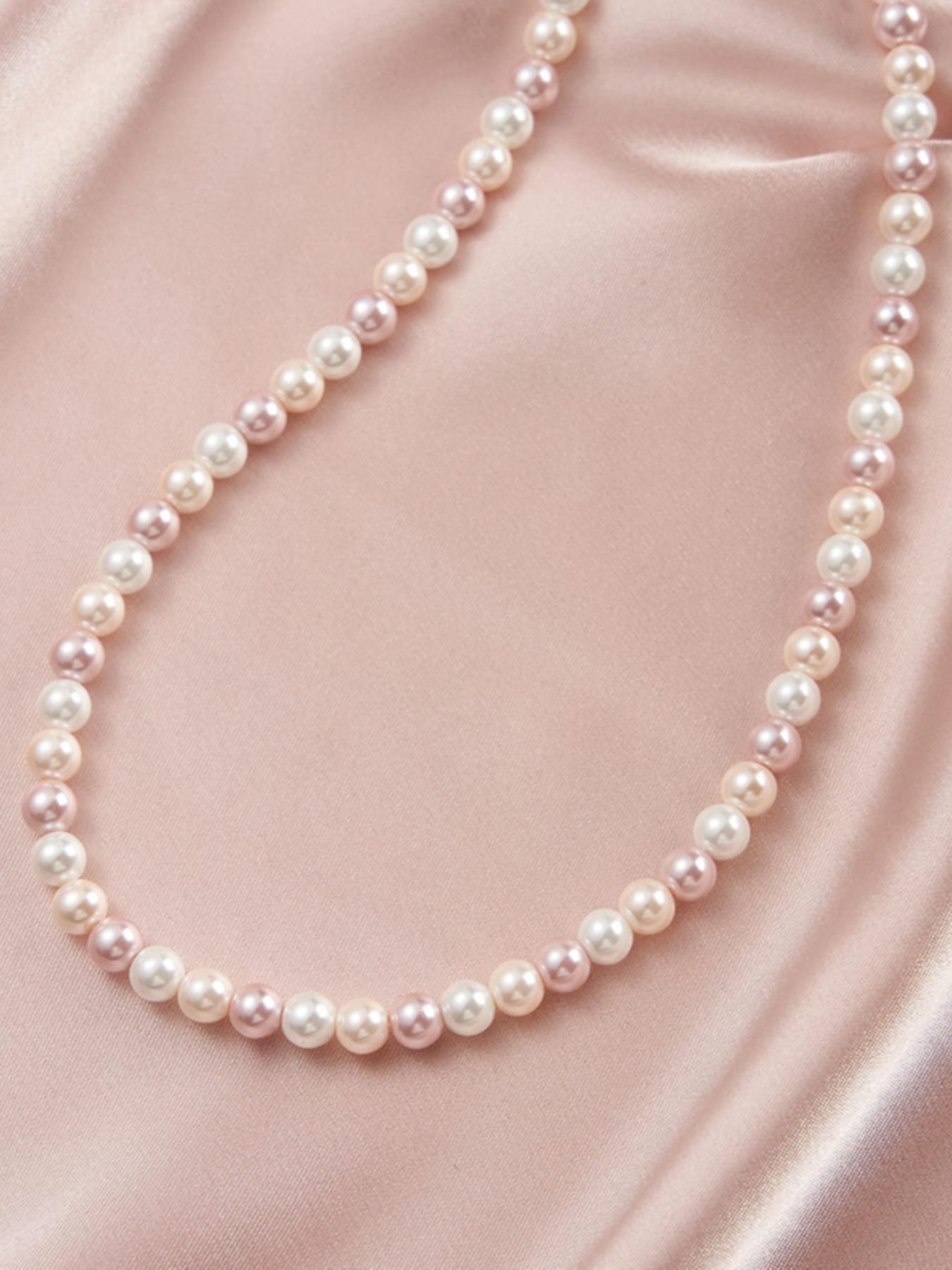 Vintage Mixed Color Shell Pearl Decorated Necklace with 925 Sterling Silver Chain, Fashion Jewelry Accessories for Women As Gift