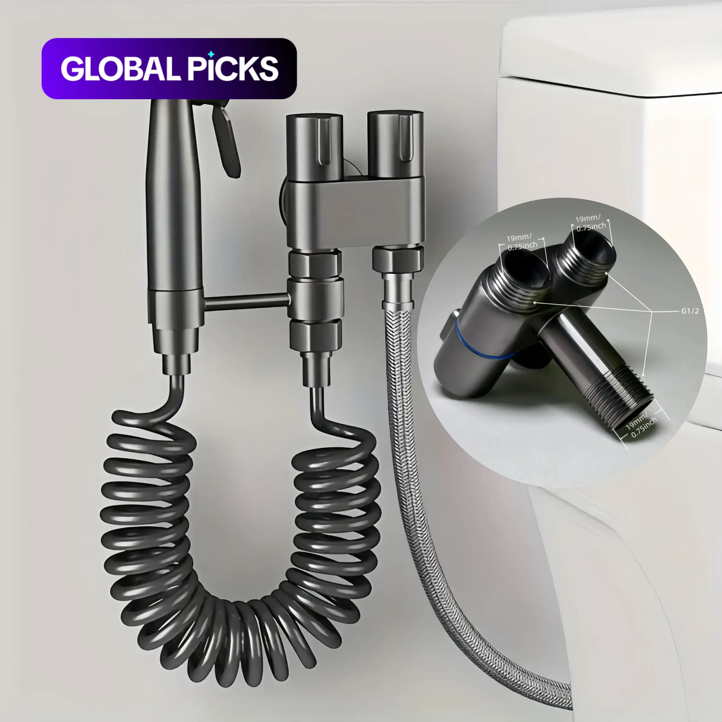 High-Pressure Toilet Cleaning Shower Head, Handheld Bidet Faucet Sprayer Set for Toilet, Bathroom Toilet Wash Sprayer, Modern Bidet Sprayer #GLOBAL PICKS