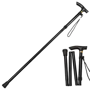Foldable Hiking Cane, Aluminum Alloy Adjustable Walking Stick, Lightweight Multi-Functional Senior Walker, Portable Trekking Staff