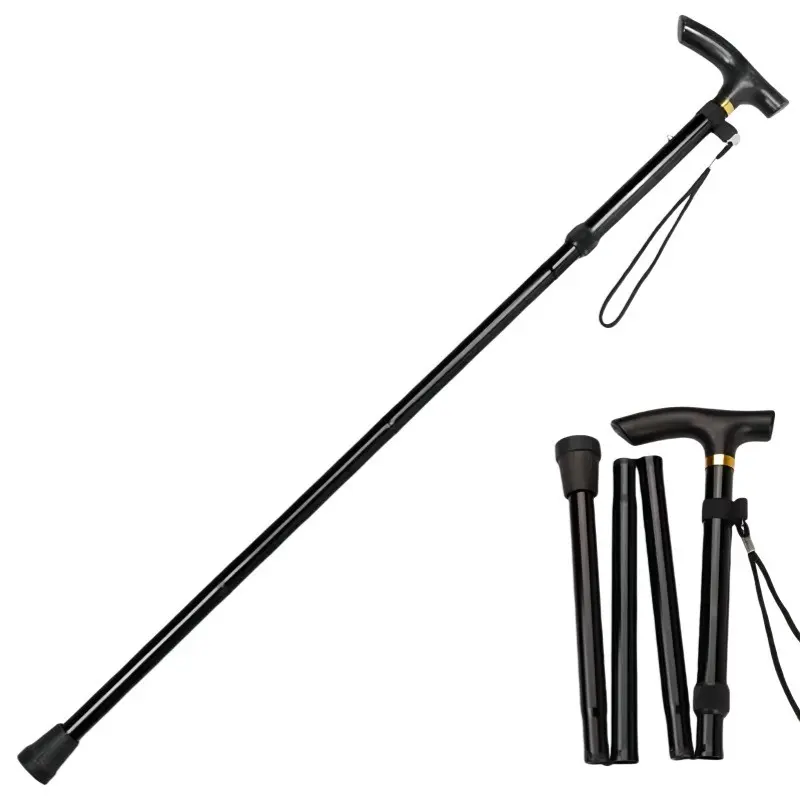 Foldable Hiking Cane, Aluminum Alloy Adjustable Walking Stick, Lightweight Multi-Functional Senior Walker, Portable Trekking Staff