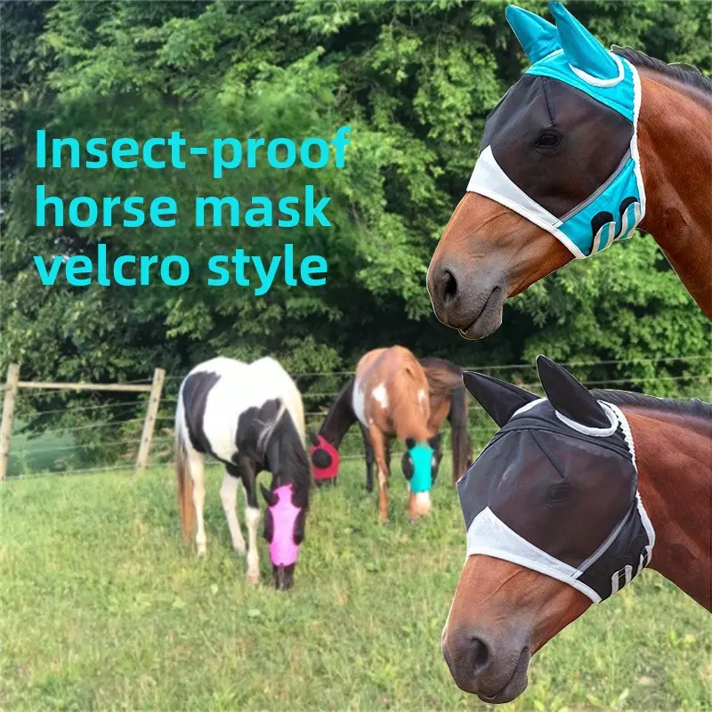 New breathable horse face shield, mosquito-repellent fly horse mask, equestrian supplies, factory direct sale, immediate shipping
