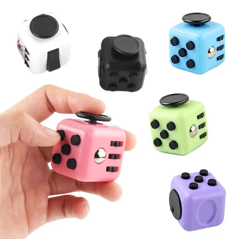 Finger Stress Relief Cube Dice, 6 Functions Multi-Sided Relaxation Toy, Portable Anxiety Relief Tool, Office Home Student Adult Stress Release Toy, Fidget Item