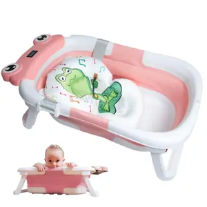 Baby Bathtub  Newborns & Infants 0-12 Months - Foldable, Compact, Non-Slip Bath Tub with Adjustable Cushion - Safe & Comtable Bath Seat - Perfect  Home & Travel (Pink)
