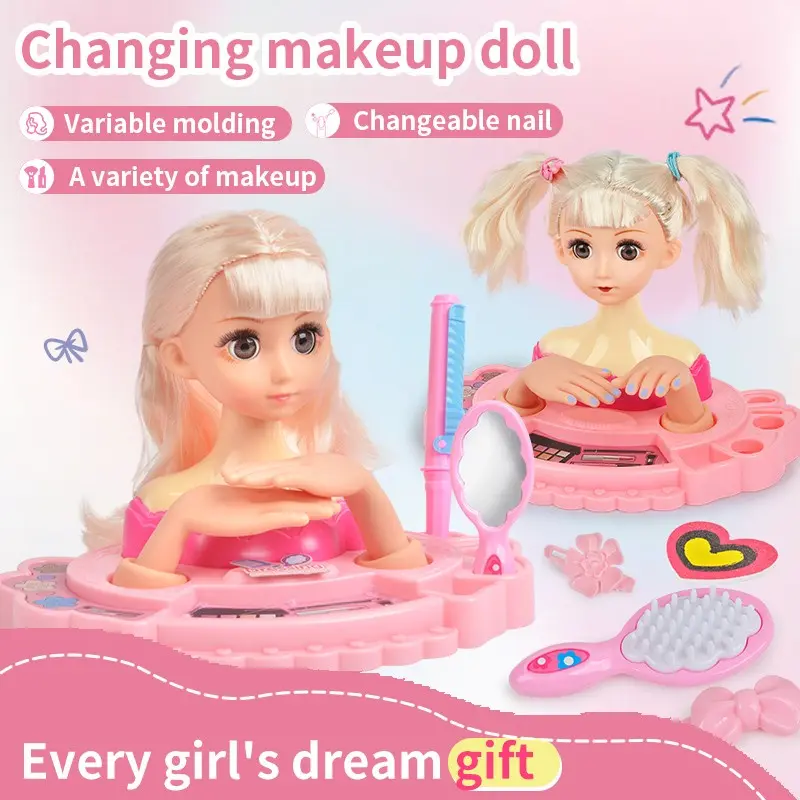 Doll Toy Set, Hair Salon Human Model Head, DIY Braiding Practice, Birthday Gift for Girls Ages 3-8, Festival Gift, Doll Accessories Gift