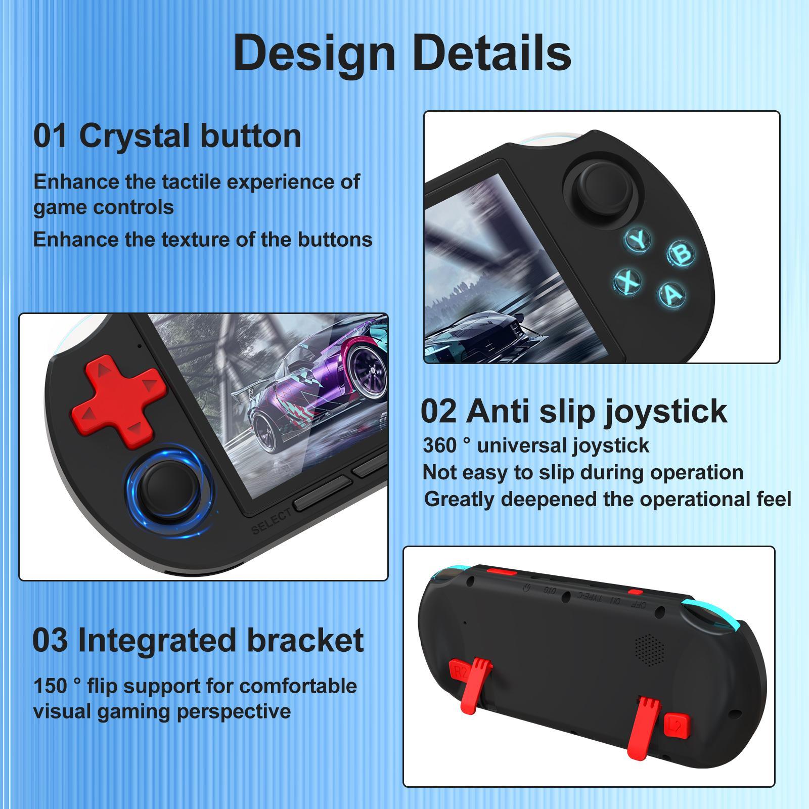YLW Retro Handheld Game Console, 4.5 Inch IPS Screen Games Machine, Wireless Mini Portable Game Player, Gaming & Consoles for Boy Gift
