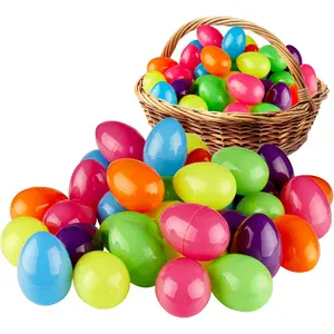 3.5” Unfilled Easter Eggs Empty, 36 pcs - Empty Plastic Eggs Fillable with Candy, Presents for Toy Basket - Easter Decorations, Toy Egg Basket - Boys and Girls