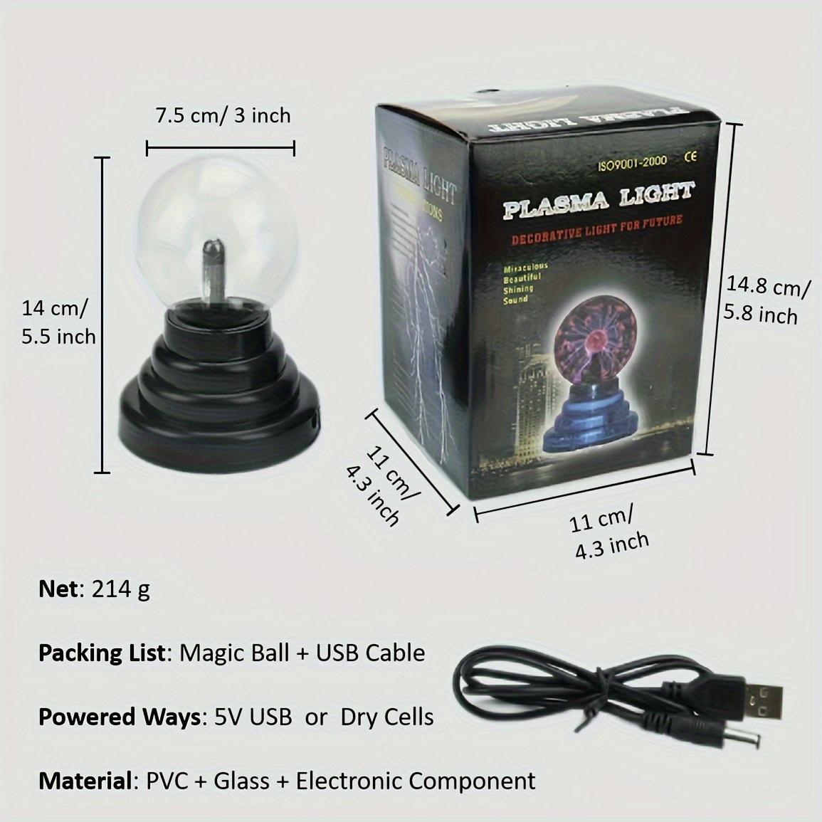 USB Powered/AAA Batteries Required Plasma Static Electricity Ball Lamp, 1 Count Party Home Bedroom Decoration, Amazing Birthday Gift Present Science Teaching Night Lamp, Atmosphere Lamp