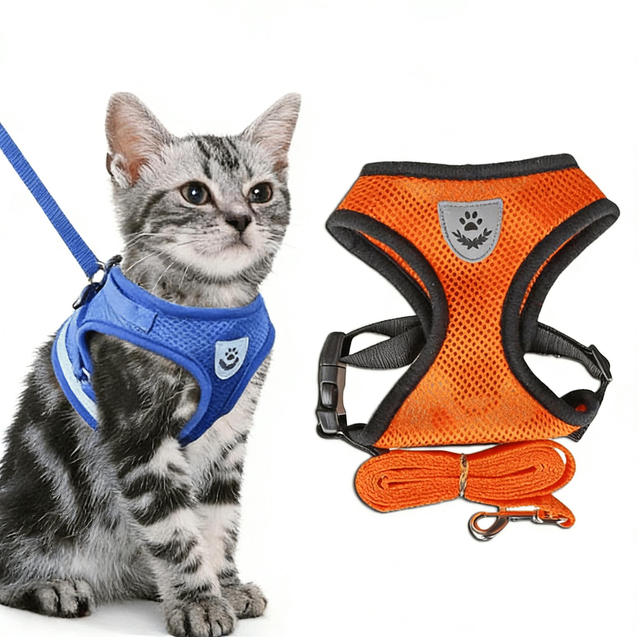 Safe and Comfortable Adjustable Reflective Harness for Cats & Dogs - Control Vest with Matching Leash in Sizes S to XL