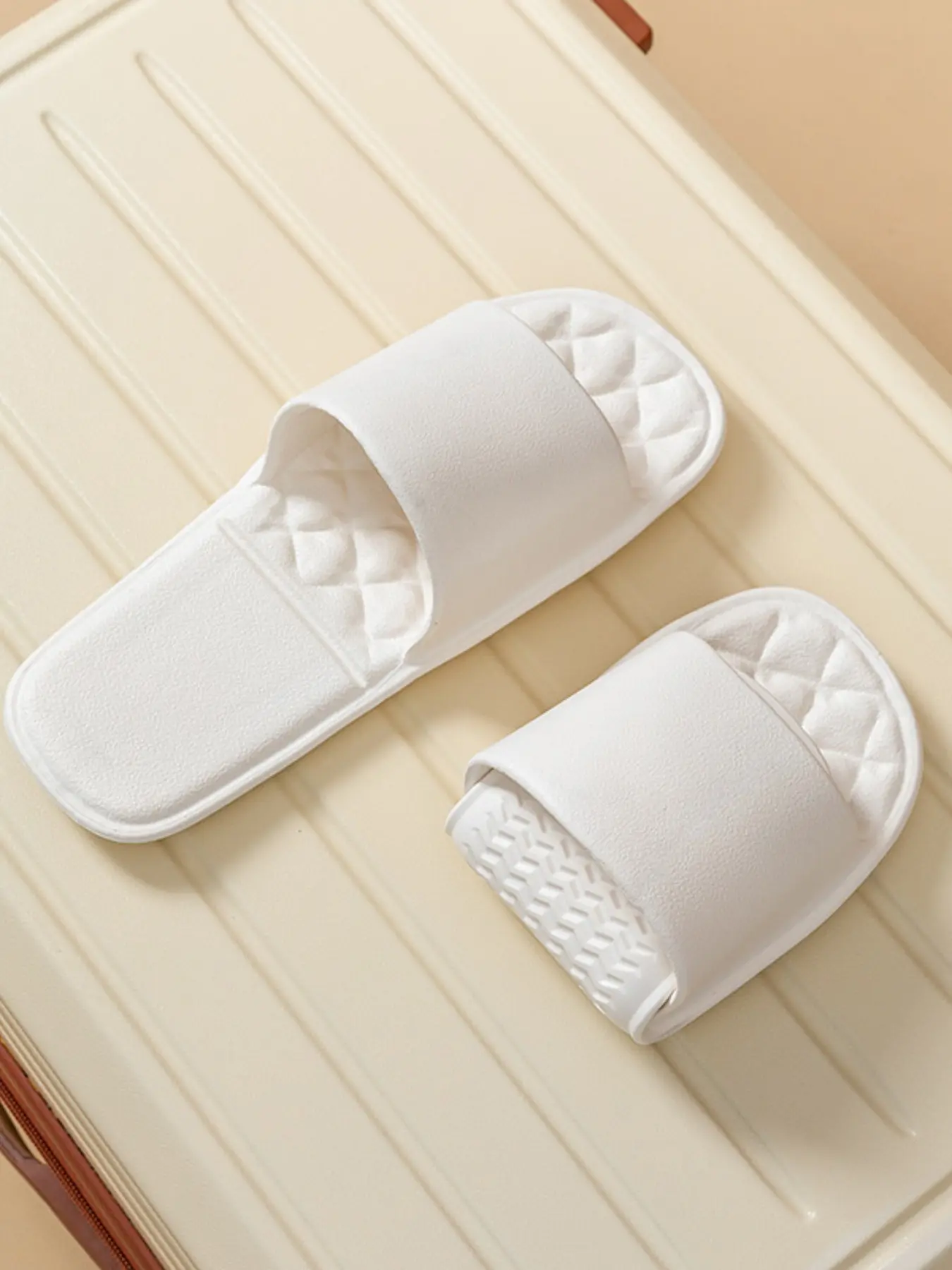 Foldable Portable Travel Slippers, Rhombus Soft Pad Lightweight Storage, Eva Cool Sandals, Non-Slip Home Slip-Ons, Hotel Bathroom Shoes