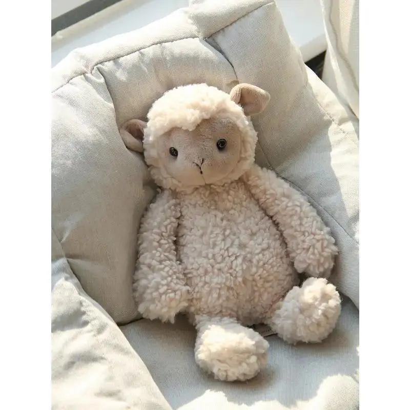 25Cm/9.84Inch Kawaii Sheep Plush Toy, Soft Lifelike Beige White Lamb Stuffed Animal, Home Bedroom Nursery Decoration
