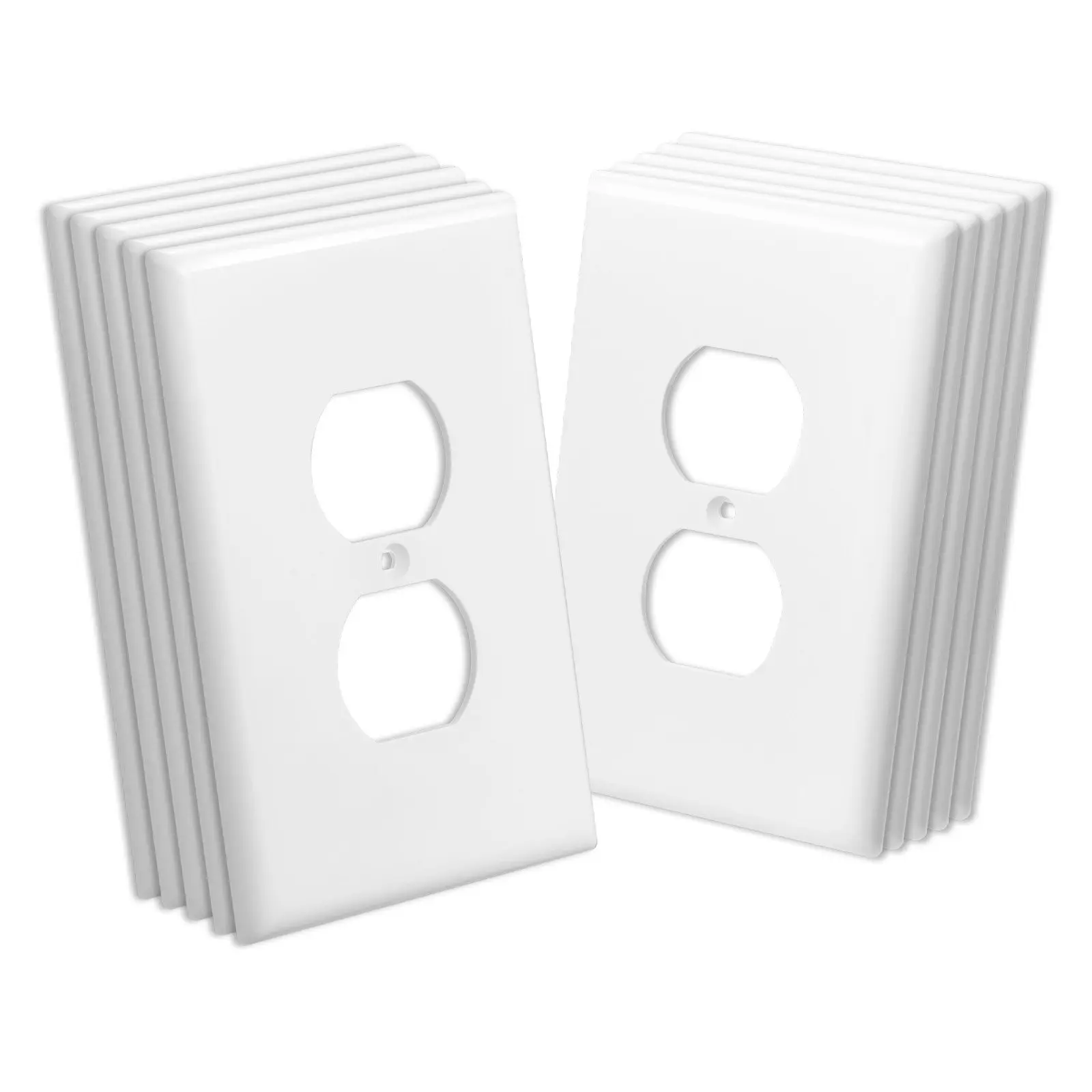 【DealsForYouDays】VEVOR 1-Gang Duplex Outlet Covers, 10 Pack Standard Size Wall Outlet Cover, Unbreakable and  Impact-Resistant Polycarbonate Thermoplastic, Dual Receptacle Faceplate, for Electrical Outlets, White