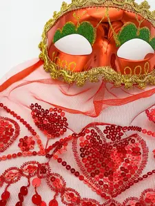 1 trendy and fashionable Halloween belly dance performance prop mask, veil, tassel sequins makeup, role-playing mask, suitable for women's performances, dances, half face bars, parties, eye masks, accessories