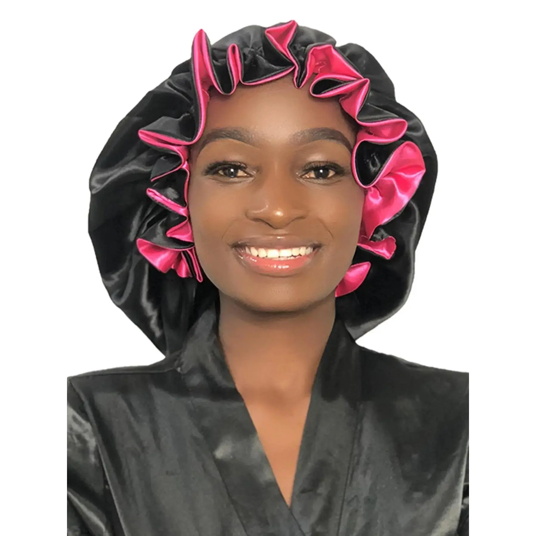 Women's Reversible Sleep Hat, Double Layer Bonnet for Sleeping & Makeup, Pink Color Reversible Extended Length Sleep Bonnet, Sleeping Cap, Hair Cap for Sleep