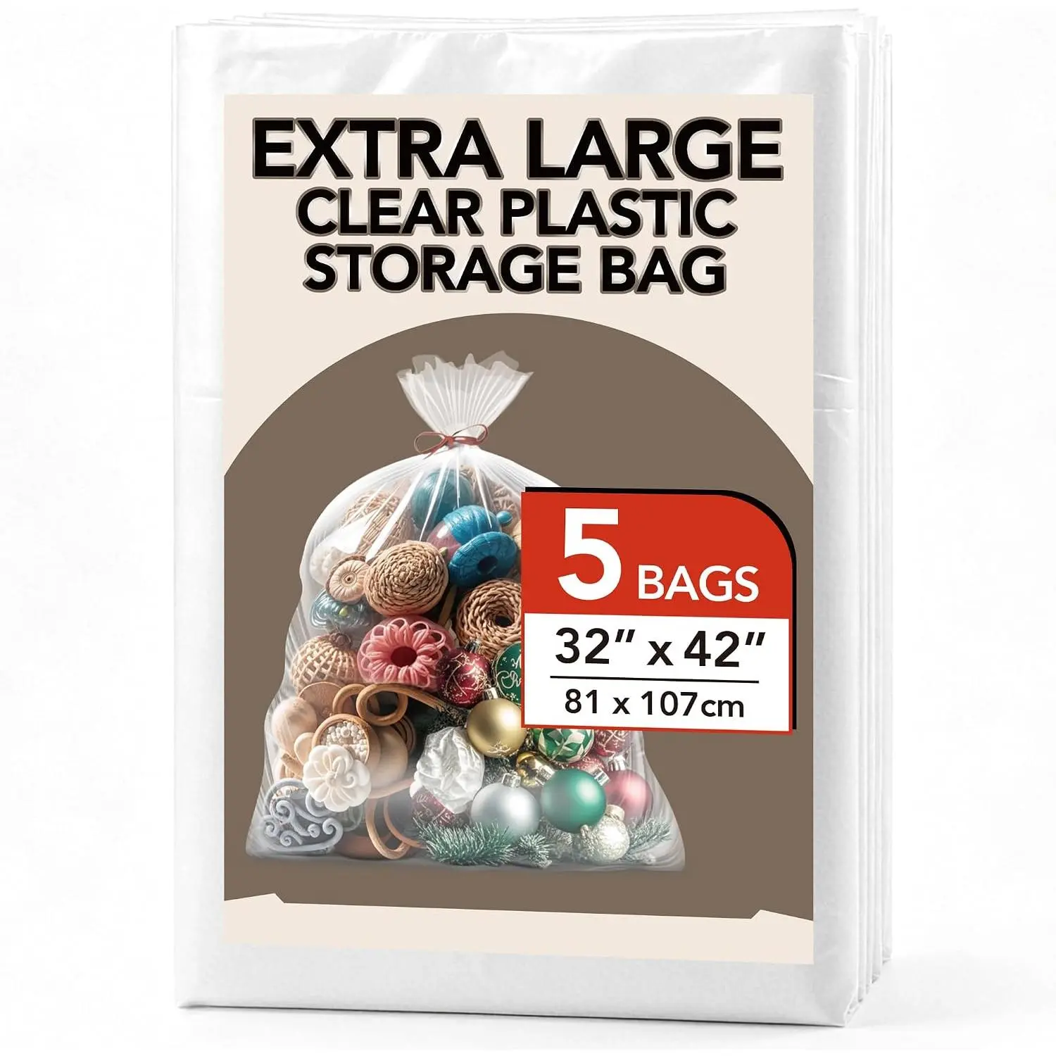 32 x 42 Inches 2 Mil Clear Plastic Storage Bags (5 packs) |  Flat Plastic Bag, Ideal for Moving,Storage, Packing Suitcases Luggage, , Pillows, Bikes, Chairs
