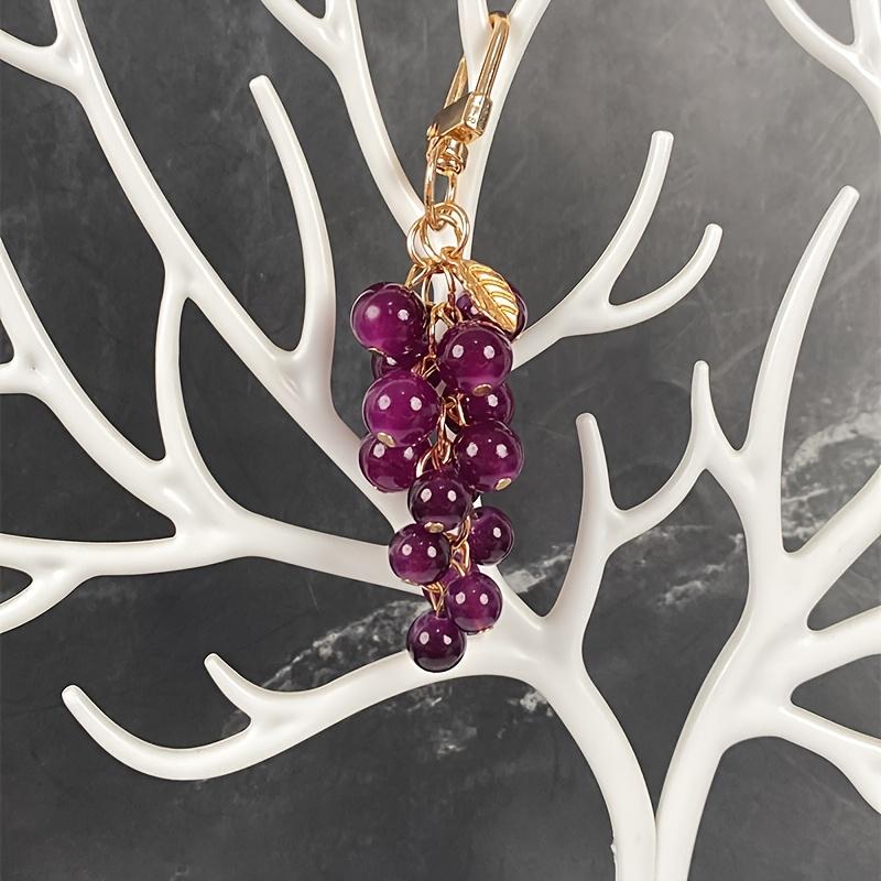 1/20Pcs resin transparent beaded grape pendant new creative student bag decoration key chain gift