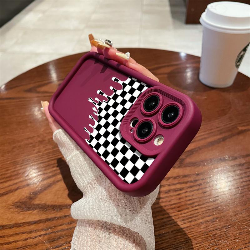 Checkered Pattern Phone Case, Soft Silicone, Fully Protected and Shockproof For iPhone 17 16 15 14 13 12 11 Pro Max Plus Air XSMAX Mini 16E 17E Protection