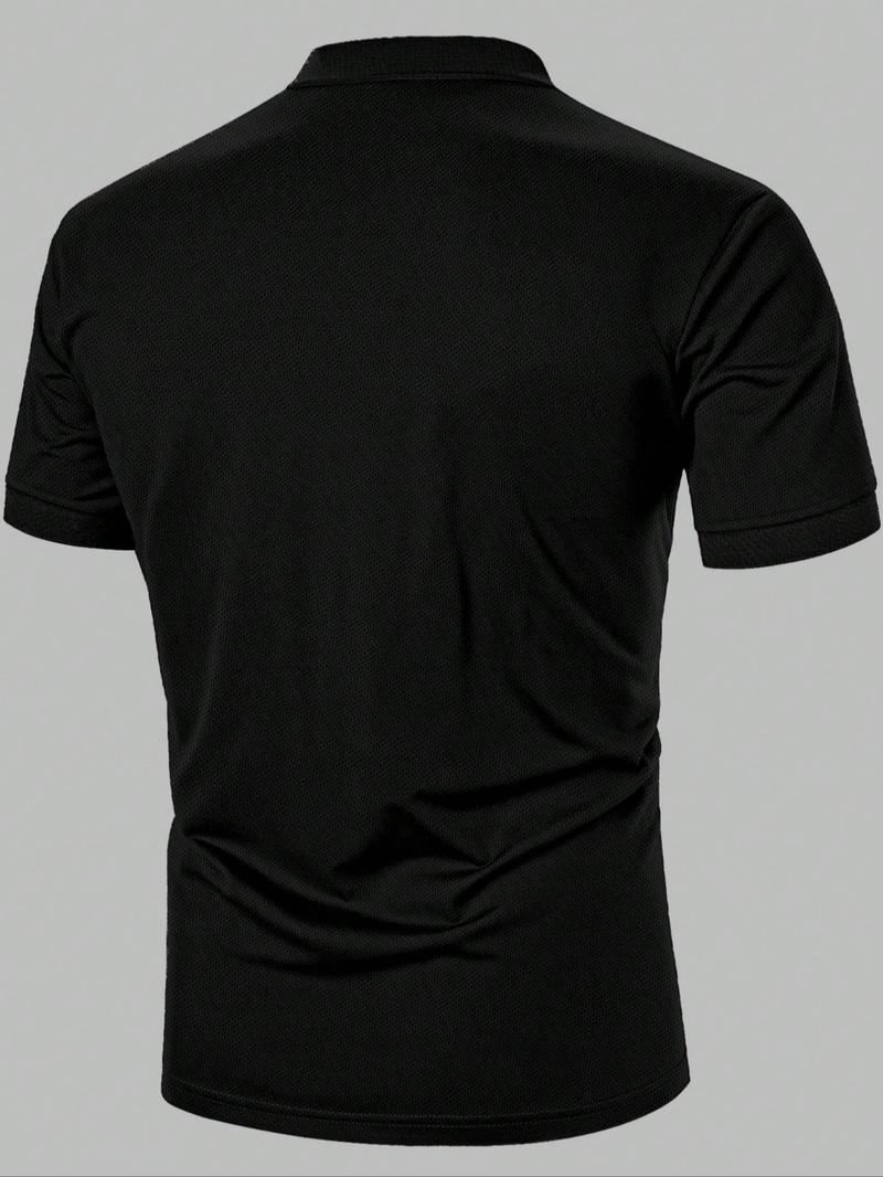 Men's Button Front Shortsleeve Polo Shirt, Casual Short Sleeve Polo Top for Summer, Fashion Men's Clothes for Daily Wear, Casual Golf Polo