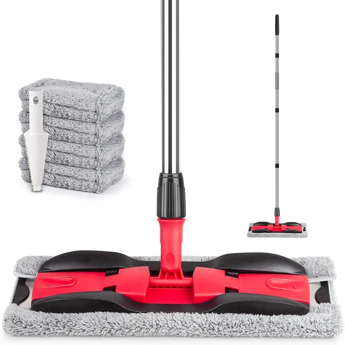 Microfiber Mops for Hardwood Floor Cleaning: Flat Floor Mop with 4 Washable Pads 59" Adjustable Handle - Dust Dry Mops for Kitchen Bathroom Tile Laminate Wood Vinyl - Home Commercial Mop