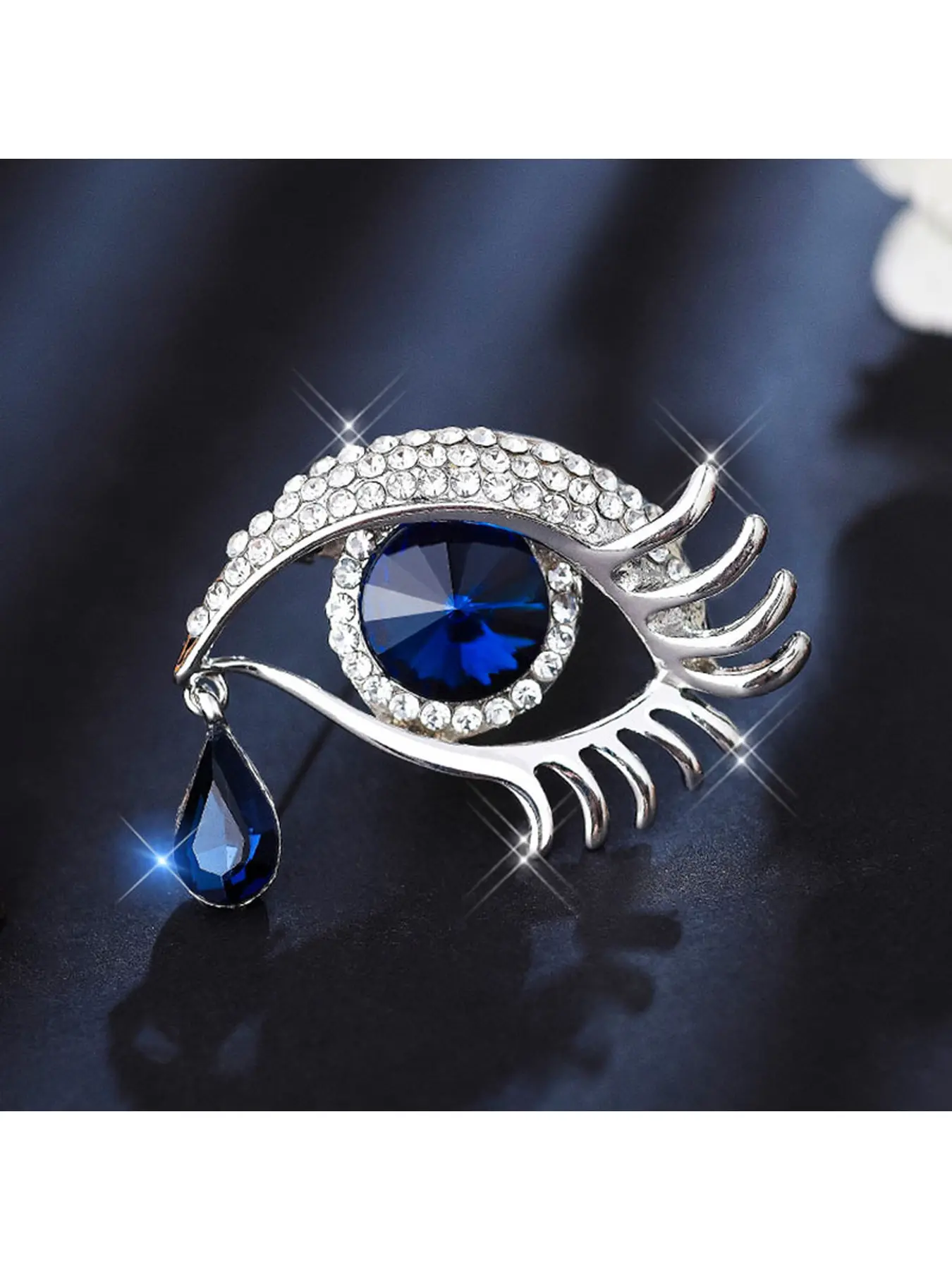 European American Fashion Angel's Tear Crystal Brooch, Creative Eye Rhinestone Inlaid Corsage