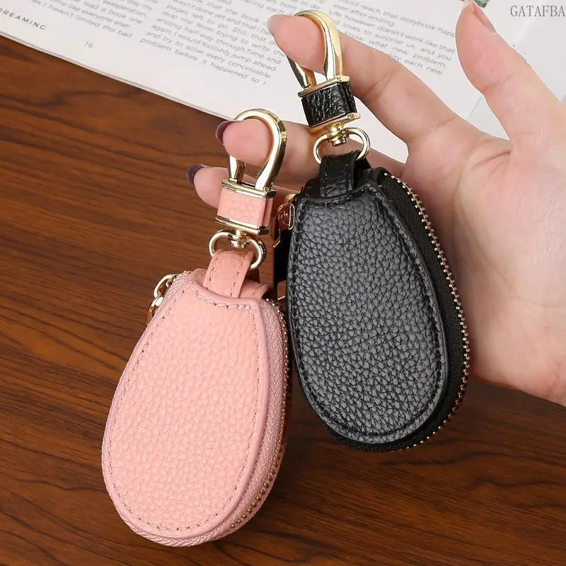 Lychee Texture Car Key Case, Unisex Minimalist Creative Key Storage Bag with Pendant Keychain