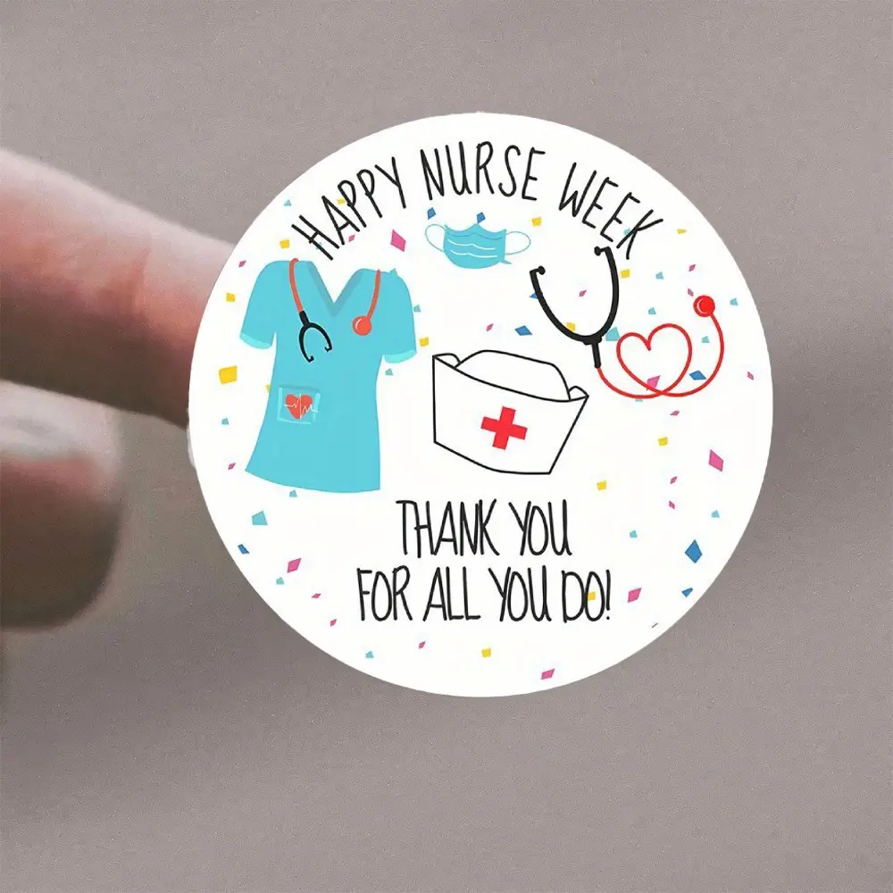 72 Round Stickers for Nurses' Day, Medical Symbols and Colorful Stethoscopes, Perfect for Expressing Gratitude and Theme Gifts
