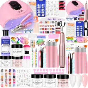 Acrylic Nail Kit Starter Set Acrylic Powder with Nail Drill U V Light Professional Tools with Decoration Everything   Home Salon Gifts (Clear/White/Nude)