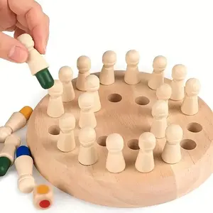 Educational Wooden Memory Chess Puzzle - 17cm Diameter, 4cm Height, 36-Piece Family Board Games, Brain Training Game, Cool Gifts for Kids, Holiday Presents Wooden Memory Match Stick Game, Color Memory Training Board Game