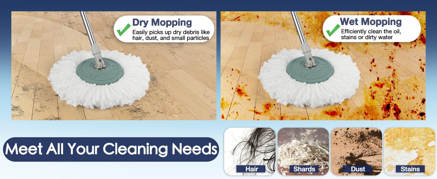 Spin Mop Replacement Head For Hurricane 360° Spin Mop Systems, Microfiber Spin Mop Head, Round Shape Standard Universal Size Magic Mop Refill, 3 Pack Spin Mop Replacement Head For Hurricane 360° Spin Mop Systems, Microfiber Spin Mop Head, Round Shape Standard Universal Size Magic Mop Refill, 3 Pack