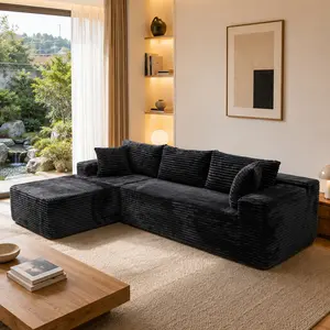 104" boneless sectional couches,Modular cloud couches with chaise lounges,L-shaped Modern Upholstered Sofa For Living Room Bedroom Apartment,Deep seat,Corduroy fabric,NoAssembly Required