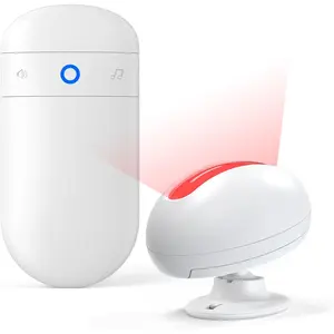 Wireless Motion Sensor Doorbell Indoor Motion Detector Alarm Door Chime for Business Store Office Entrance Entry Alert Bell with Buzzer USB Battery Powered (1 Receiver + 1 Motion Sensor)