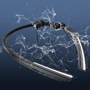 Bluetooth Headphones Retractable Neckband, Bluetooth Headset with Microphone Vibration Call, Stereo Noise Cancelling Earphones for Workout Sports Driving (Black)