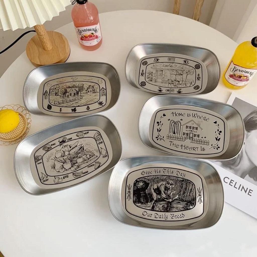 2pcs Serving Trays, Vintage Style Snack & Fruit Trays Set, Perfect for Home Decor, Coffee Table, Parties & Picnics