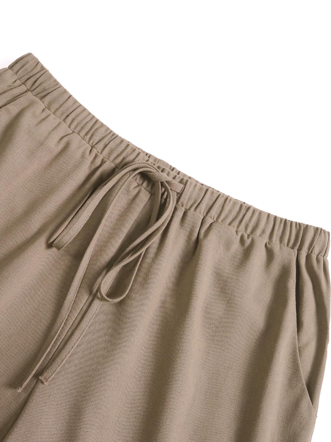 Women's Linen Wide Leg Pants, Casual Loose Pants, Casual Mid Waist Long Trousers, Comfortable Summer Fashion, One Piece Ladies Clothing