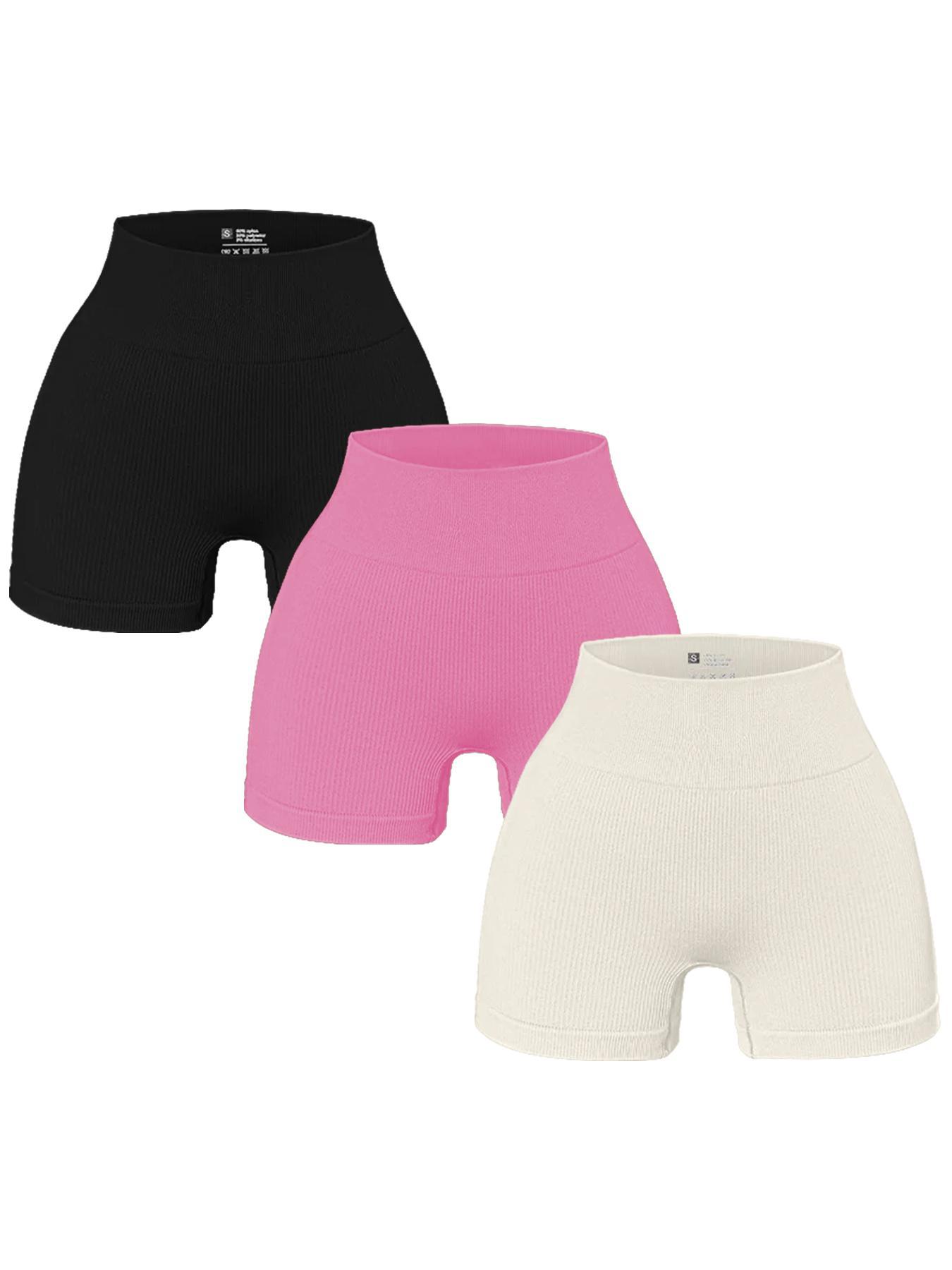 Women's Solid High Waist Sports Gym Shorts, High Stretch Shorts, Casual Comfy Breathable Seamless Skinny Biker Shorts for Gym Workout Cycling Running, Summer Outfits 2024, Women Sport & Outdoor Clothing for Summer