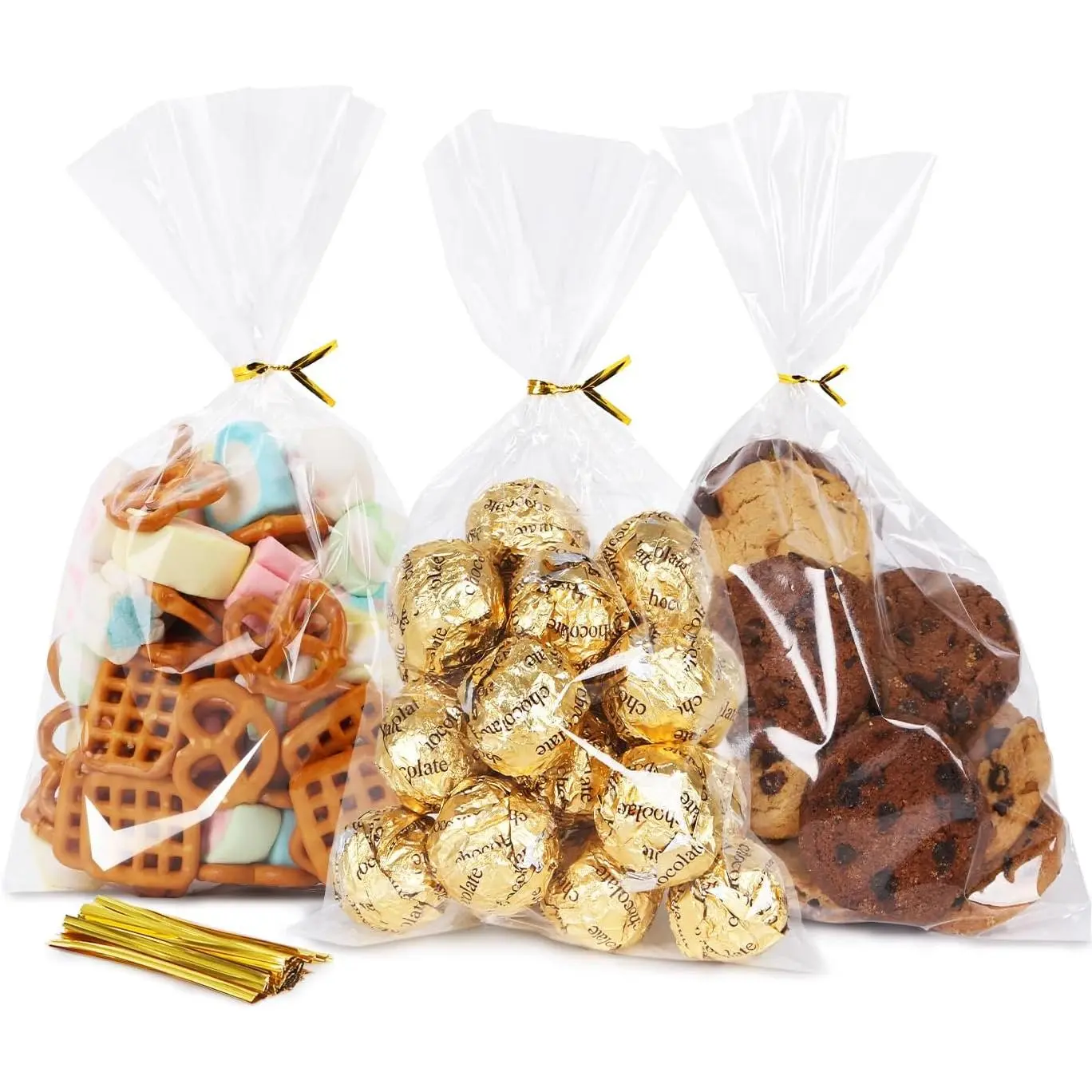 Cellophane Bags, 100 Pack Clear  Bag Cellophane  Bags with Ties 6x10 Inch Plastic Small Cello Candy Bag for Cookies Birthday Party Favors Graduation  Goodie Bakery Popcorn Wraps