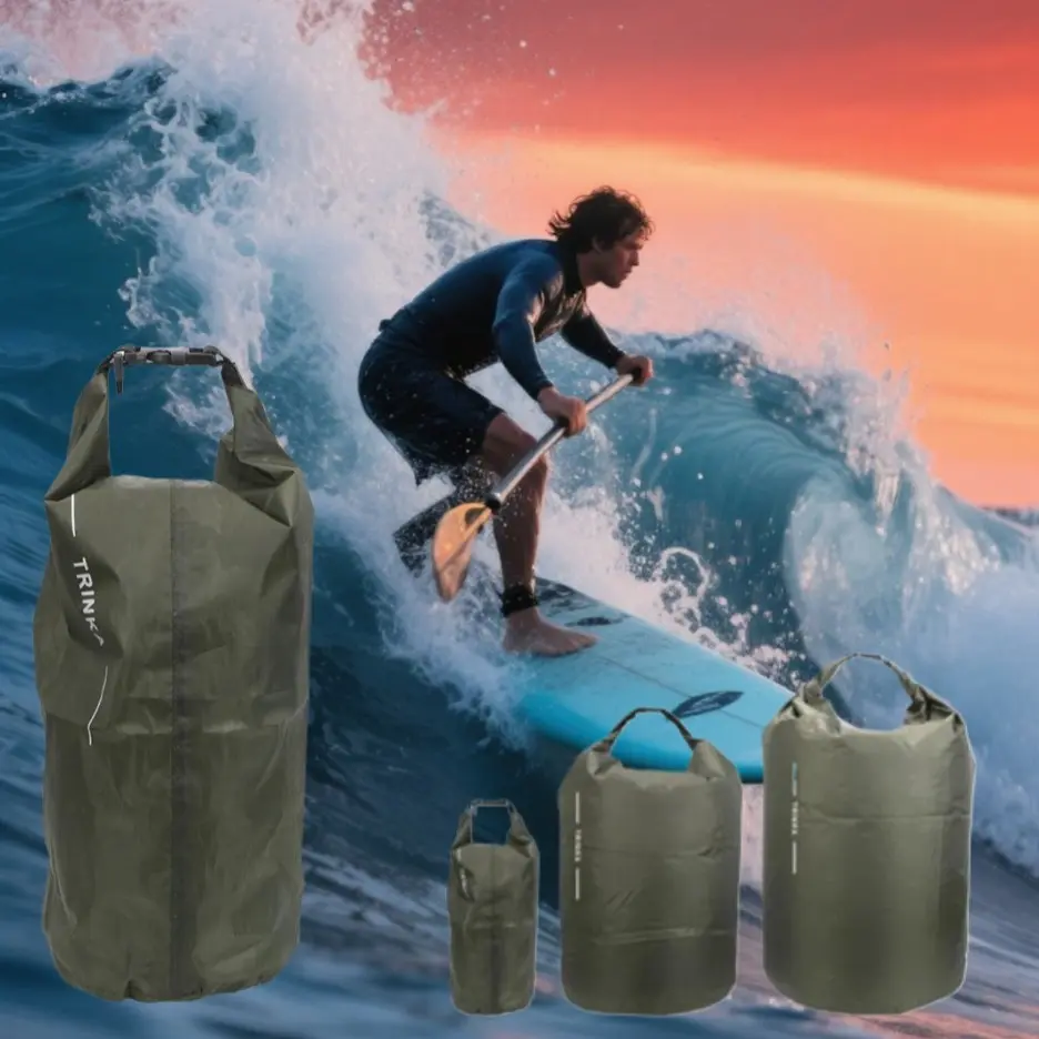 Waterproof Storage Bag, 1/3 Counts Portable Durable Nylon Dry Bag with Safety Handle & Zipper Pocket, Outdoor Travel Bag for Kayak, Canoe & Rowing