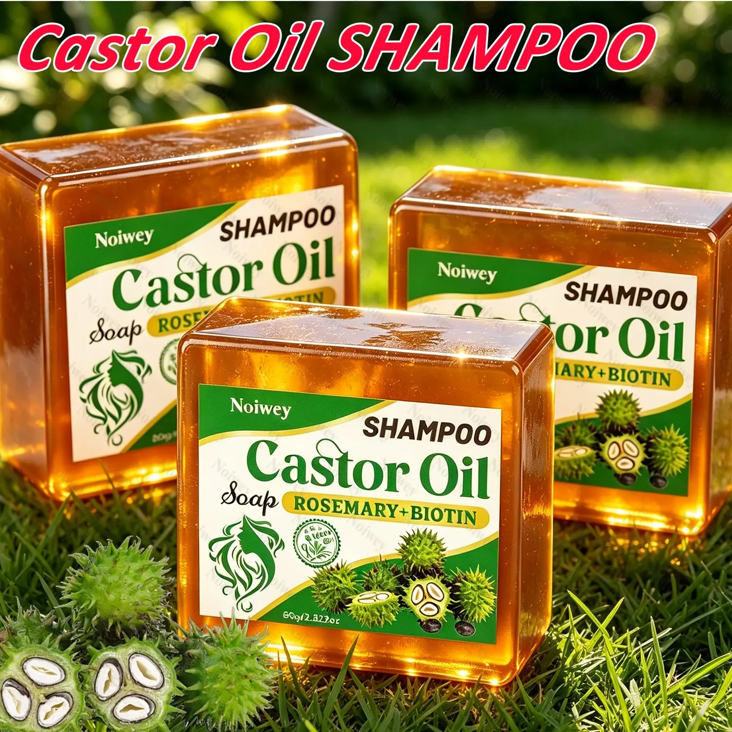 80g*3Pcs Castor Oil Shampoo Soap, Cleansing, Quickly Clean Hair, Change Dry Hair, Long Lasting Fragrance, Oil Control, Suitable for Split Ends/Dry/Damaged Hair, Prevent tangling, After Use, The Hair Becomes Smooth, Shiny, And Soft, Rich in Castor Oil