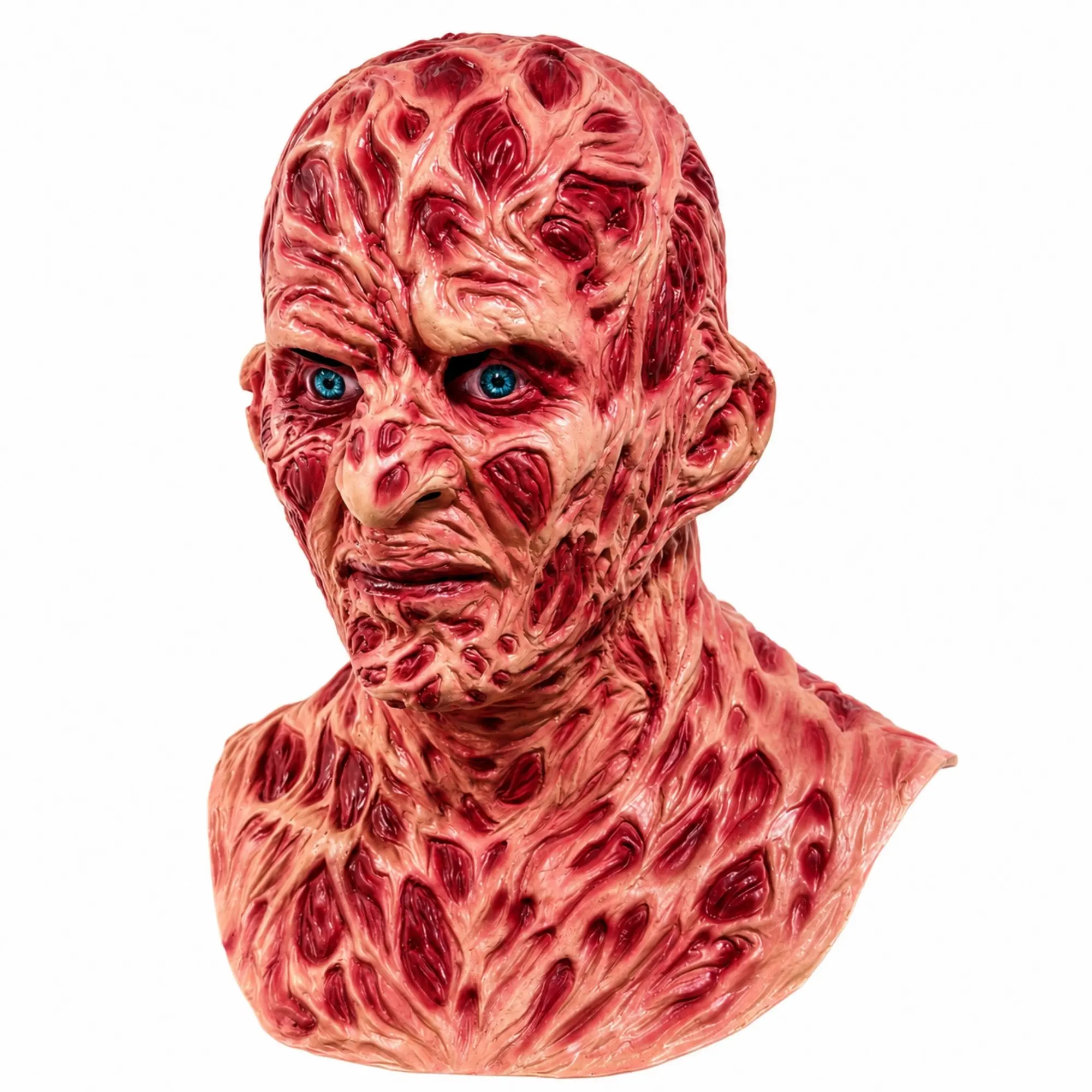 Realistic Creepy Freddy Krueger Mask, Deluxe Burned Face Latex Costume Mask, Horror Prop for Halloween, Cosplay, Carnival, Party Props