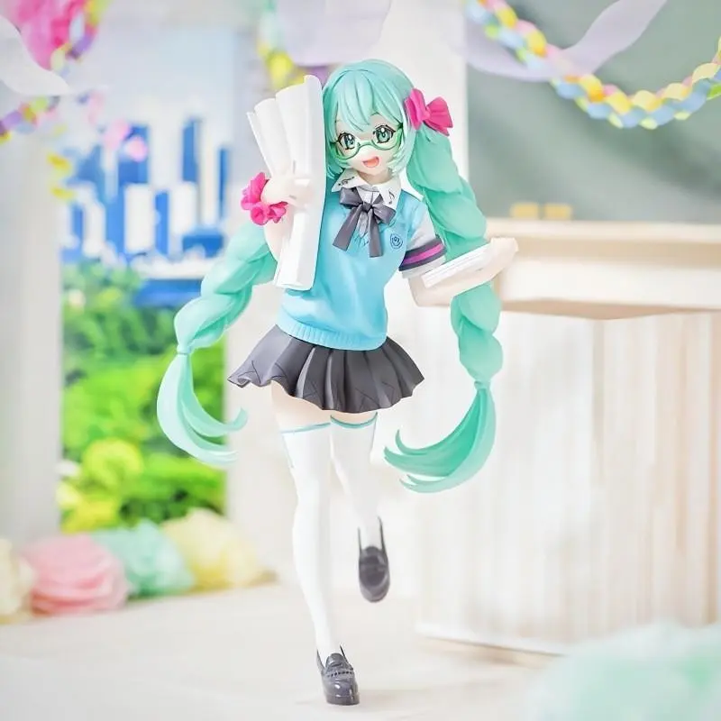 Hatsune Miku Librarian Figure 18cm, Anime Desk Decor, PC Case Ornament, Secondary Dimension Collectible Gift, Perfect for Fans