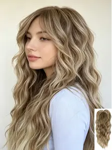 Game-Changer for Thinning Hair! 22" Balayage Wavy Hair Topper, Synthetic Hairpiece, Clip-In, Natural-Looking Waves, Premium Synthetic for Fullness & Confidence in Minutes!