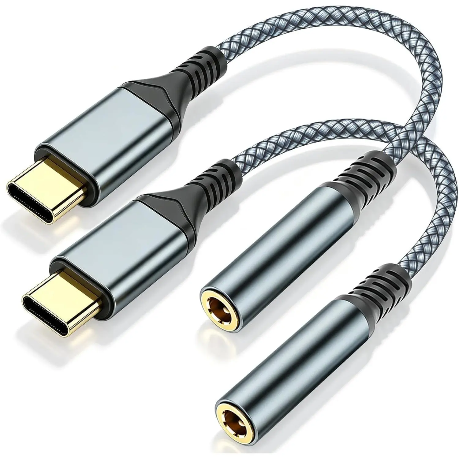 USB C to 3.5mm Audio Headphone Adapte(2 Pack), USB C To Aux Adapter Type C Hi-Fi Usb C To Headphone Jack Adapter For  17 Pro Max/17 Pro, 16/15 Pro Max, 16/15 Pro, Galaxy S24/S23/S22 Ultra