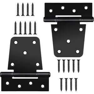 Heavy-Duty 2-Pack 3.5-Inch Extra-Thick Black Iron T Gate Hinges with Screws, High Load Strong Gate Hardware Kit for Wooden Fences, Garage, Vinyl Fence, Door Hinges Applications