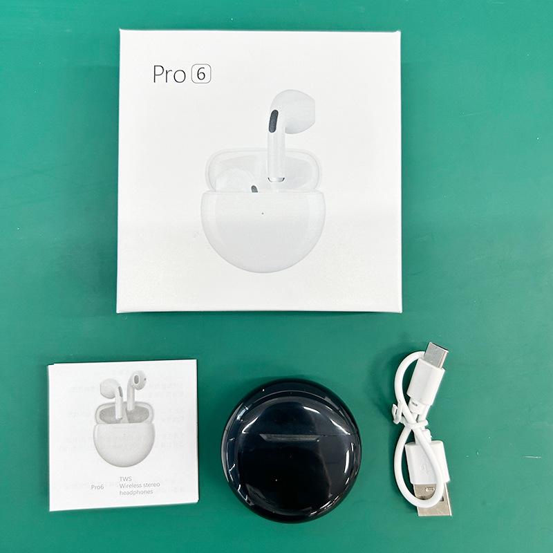 New Pro6 Bluetooth Earphones True Wireless In-Ear Ultra-Long Battery Life TWS Sports Wireless Bluetooth Earphones