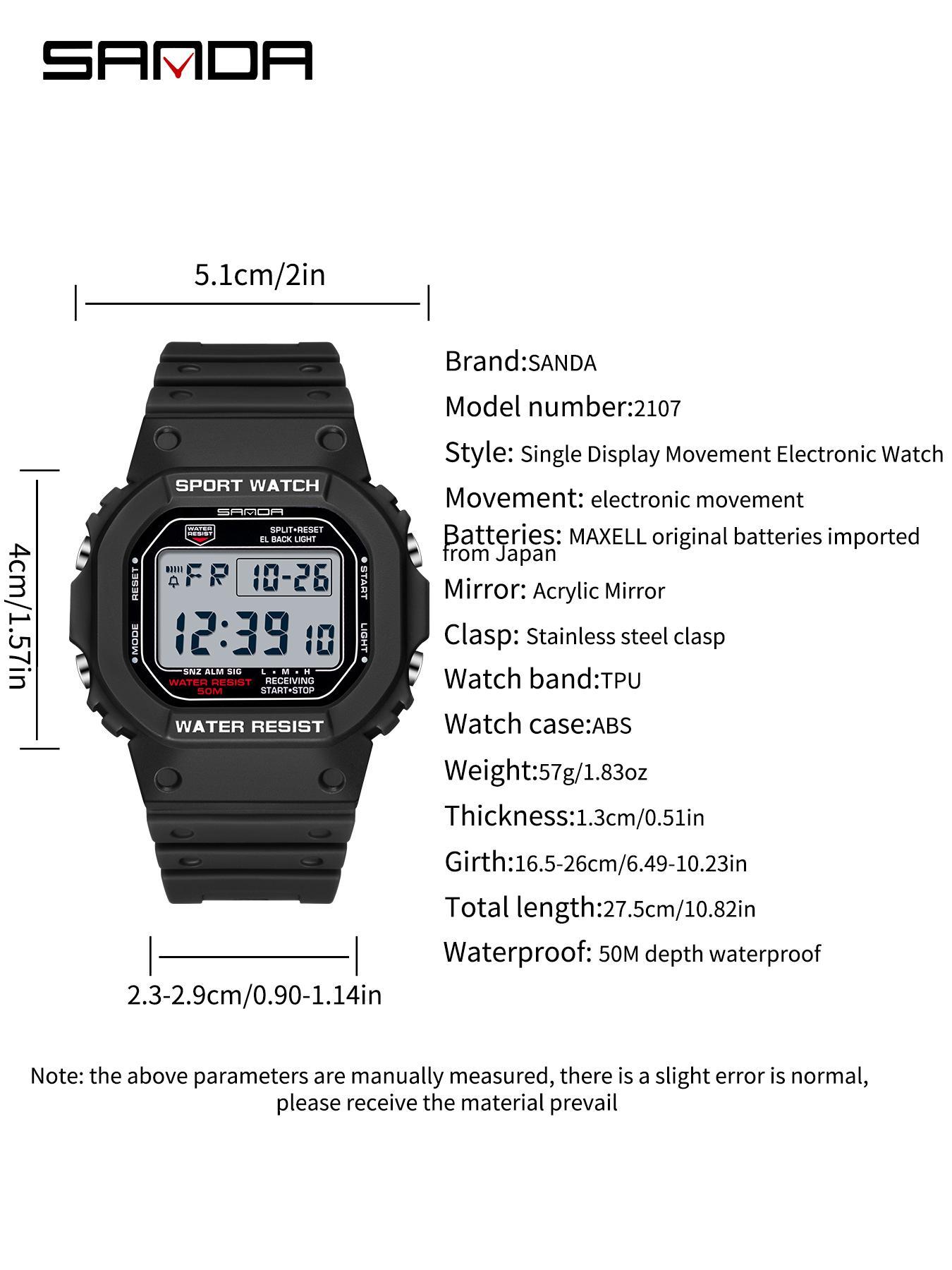 Men's Fashion Digital Watch, Casual Sporty Watch with Luminous Dial & Alarm Mode, Waterproof Outdoor Watch for Men with Box, Water Resistant Wristwatch, Fashion Wristwatches, Fashionable Waterproof Watch detail 8