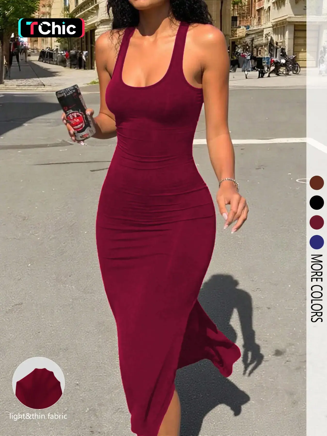 Women's Elegant Minimalist Solid-Color Beach Party Dress, Fashion Chic Stylish Sleeveless Slim Maxi Bodycon Long Dress for Casual Wear, Comfortable Summer Womenswear