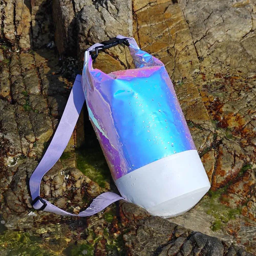 Swim Backpack–10L/20L Waterproof Dry Bag for Women Men, Holographic Iridescent Water-Resistant Pool Bag, Lightweight Large Capacity PVC Backpack for Swimming, Beach, Travel, Gym, Camping