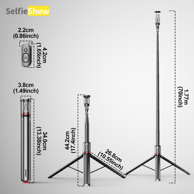 Selfie Stick Tripod, Automatic Pop-Up Tripod with Magnetic Remote Control, Selfie Stick Tripod for Smartphone
