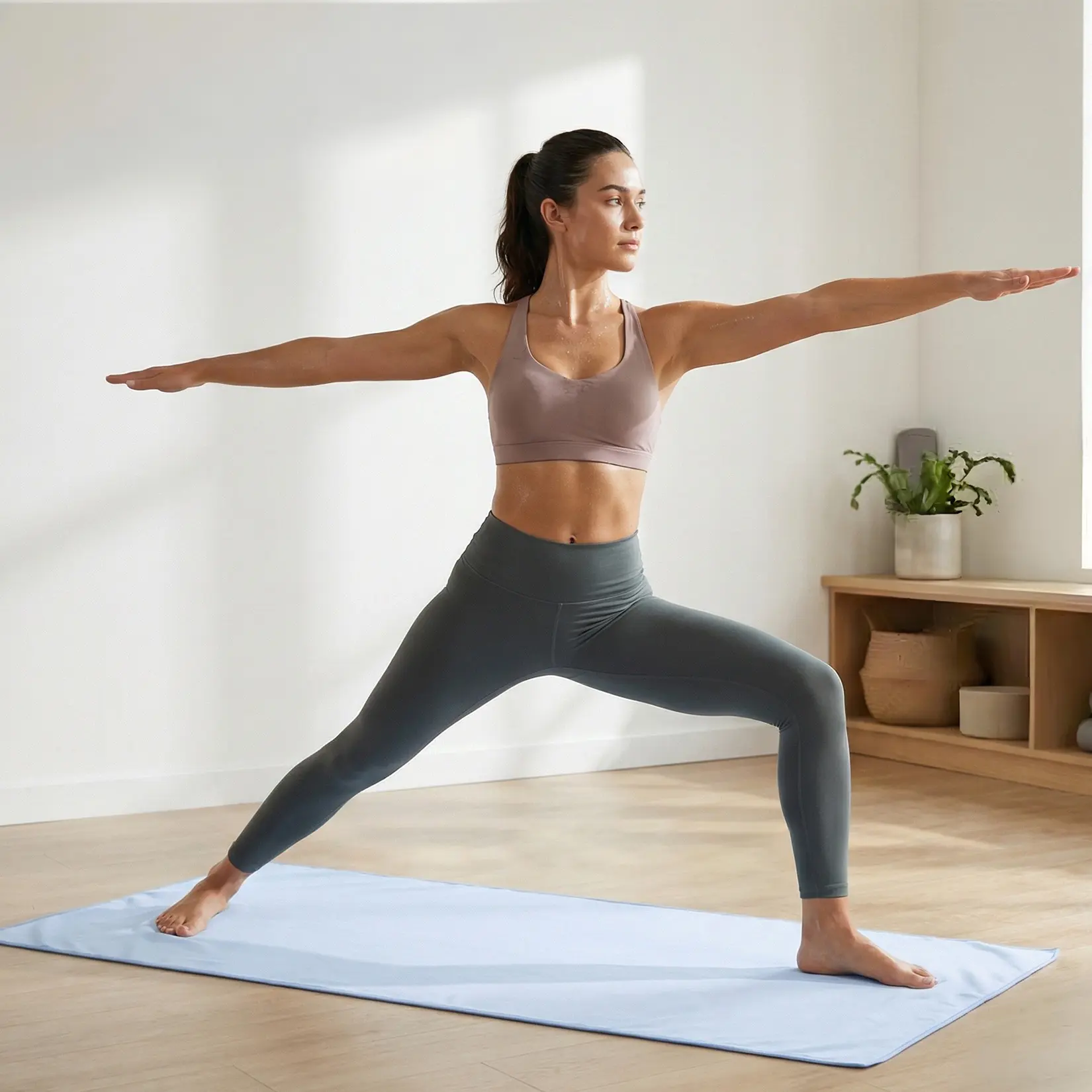 3-Pack Non-Slip Quick Dry Yoga Towels Only, double-sided flannel microfiber, machine washable, 67×183cm. Suitable for gym, home, sauna and travel, comes in haze blue, green and gray