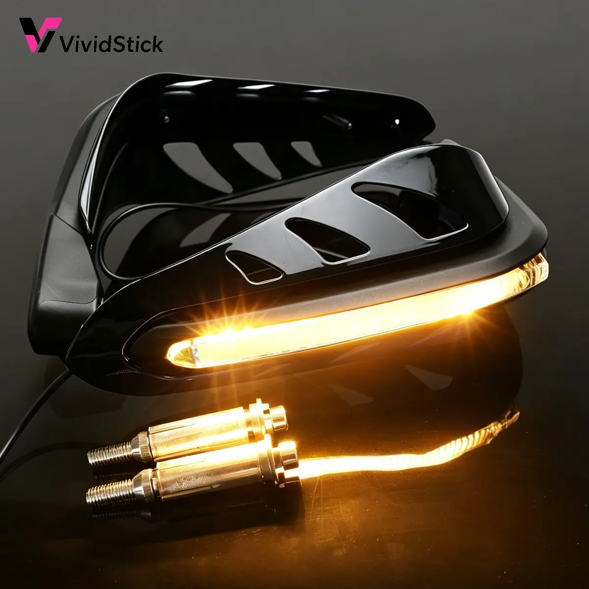 Motorcycle Hand Guards with LED Turn Signals, Universal Fit, 7/8 22mm Handlebar Protector, Off-Road Motorcycle Windshield Guard
